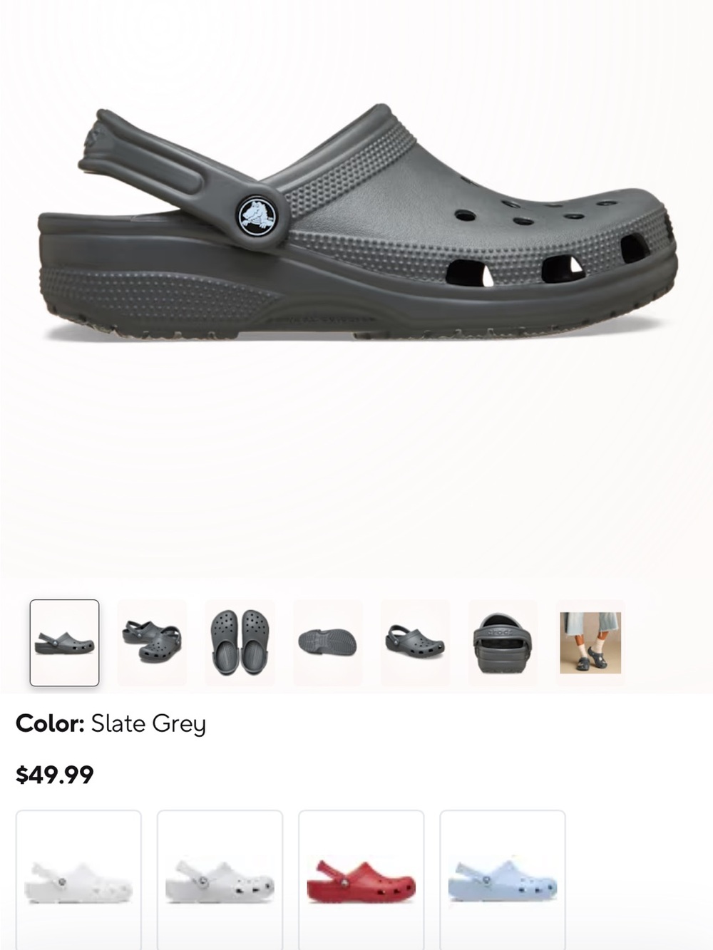 Crocs Classic Clogs in Slate Gray - Picture 7 of 8